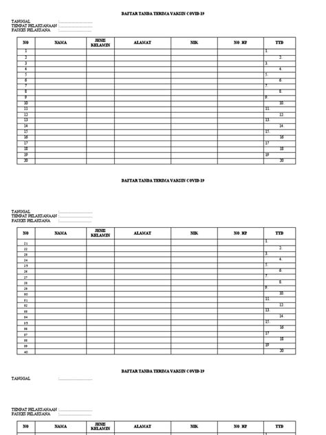 Contoh Form Absensi Pdf