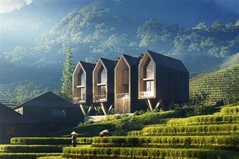 This Architectural Cabin Design Is Nestled Between Terraced Rice