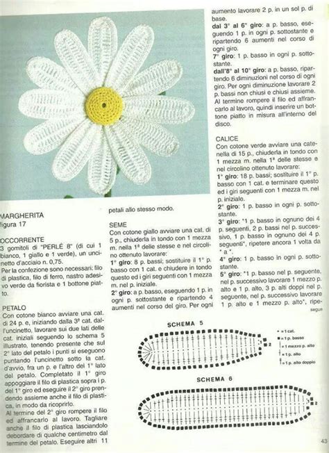 Schema Margherita Tutorial Per Fiore All Uncinetto Fiori Di Maglia