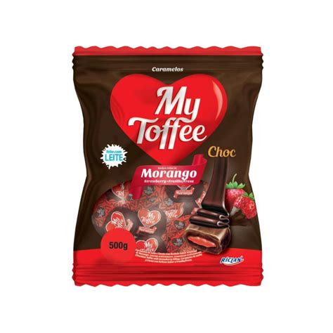 Bala Caramelo My Toffee Chocolate Recheio Morango G Shopee Brasil