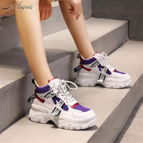 Mhysa 2019 Spring New Leather Womens Platform Chunky Sneakers Fashion