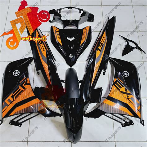 Yamaha LC135 Cover Set Black Hitam Kilat Orange Exciter Kings 2021