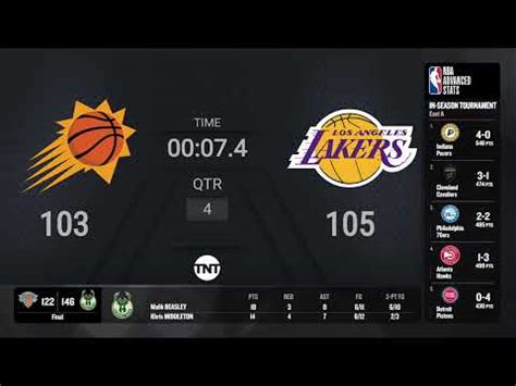 Phoenix Suns Los Angeles Lakers Live Scoreboard In Season