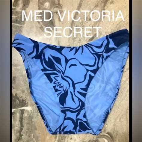 Victoria S Secret Swim Med Victorias Secret Blue Floral Bikini Bottoms Brazilian High Waist