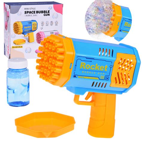 Blue And Yellow Bubble Gun Set Light Liquid For Children Za4976 Ni