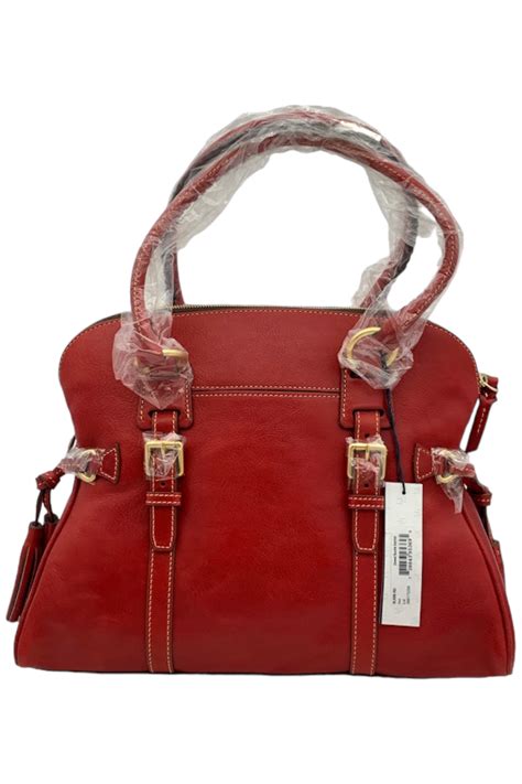 Dooney Bourke Florentine Leather Domed Buckle Satchel Red Jender