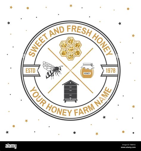 Honey Farm Badge Vector Illustration Concept For Shirt Print Stamp