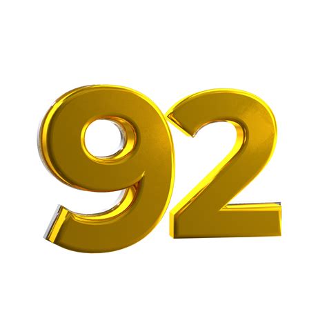 Mental yellow 92 3D Number 11154522 PNG