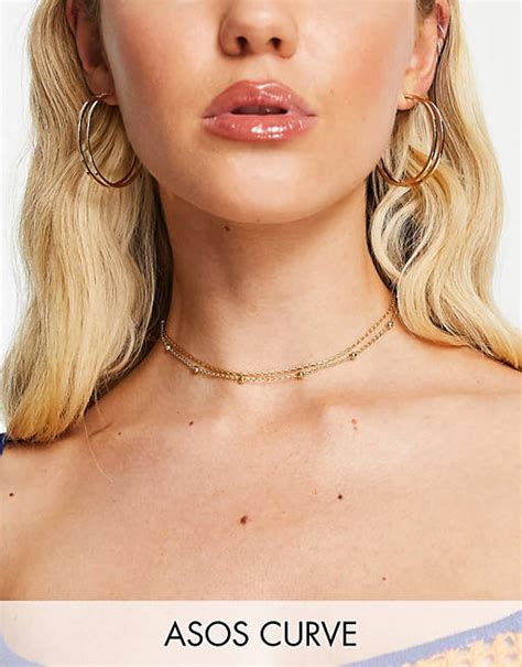 Asos Design Curve 14k Gold Plate 2 Pack Choker Necklaces Asos