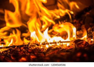 Naked Flame Firewood Brightly Burns Fireplace Foto De Stock Editar Ahora