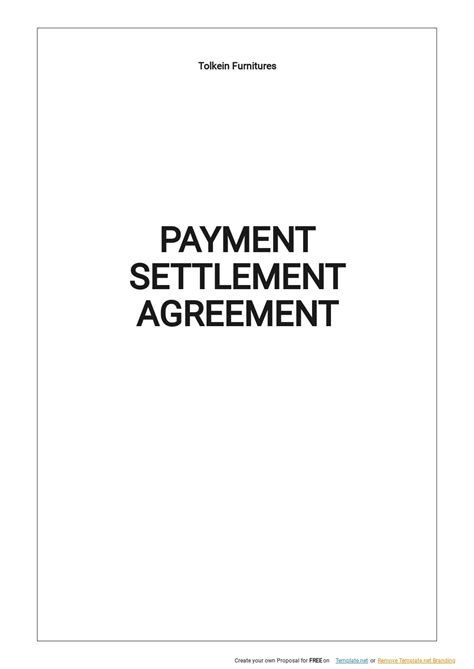 Free Simple Payment Settlement Agreement Template Google Docs Word