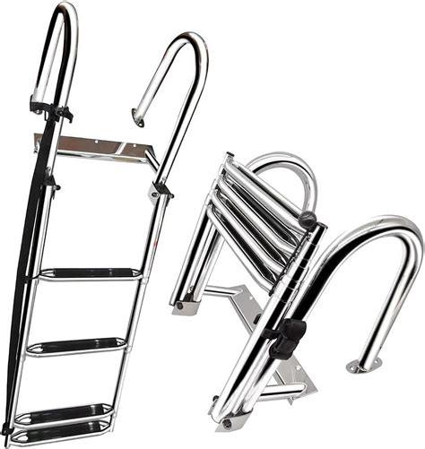 Made 4 Steps Pontoon Boat Ladder 316 Stainless Steel Folding