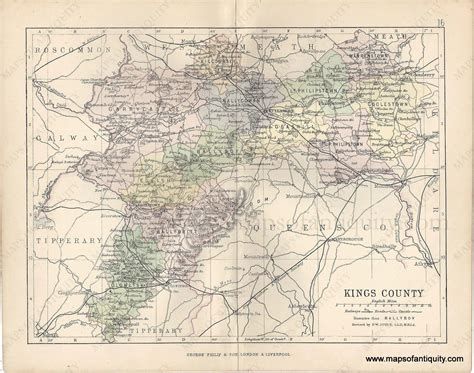 1884 Kings County Ireland Antique Map Maps Of Antiquity