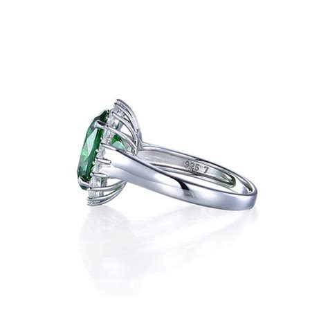 Sterling Silver Princess Diana Ring Carat Lab Created Emerald In A