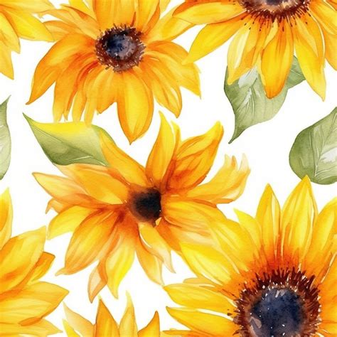 Premium AI Image | A watercolor painting of a sunflower with green leaves