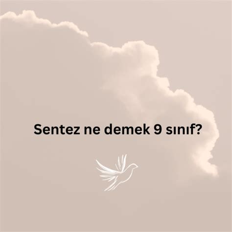 Sentez Ne Demek S N F Ne Demek Z T Anlam E Anlam