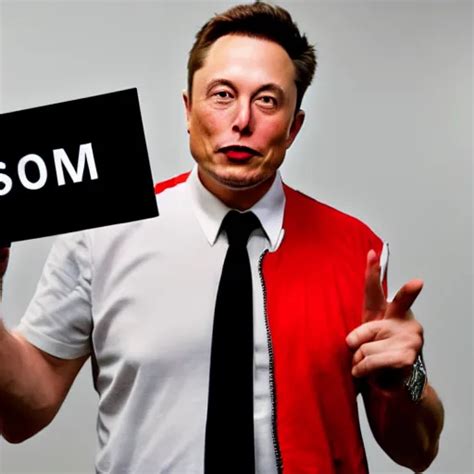 A Medium Shot Photograph Of Elon Musk Holding A Sign Stable Diffusion