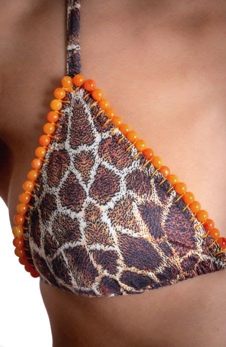 Triangle Padded Dainetto Bikini With Beaded Embroidery Giraffe Print