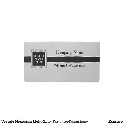 Upscale Monogram Light Gray Leather Checkbook Cover | Zazzle | Leather ...