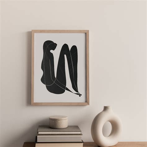 Female Nude Figure Printable Abstract Black And White Paint Etsy