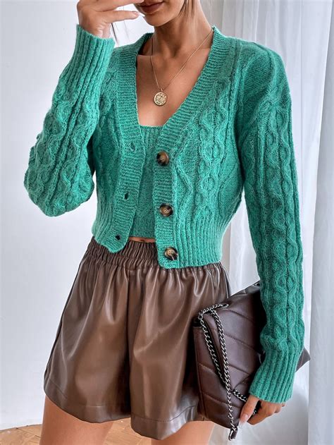 Ombro Caído Cardigans And Top Curto De Malha Crochet Long Sleeve Tops Drop Shoulder Cardigan