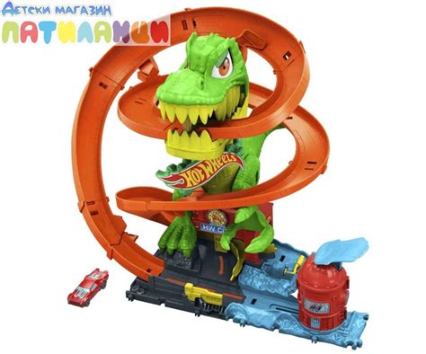 Комплект писта Hot Wheels City T Rex Blaze Battle Mattel JBM ПАТИЛАНЦИ
