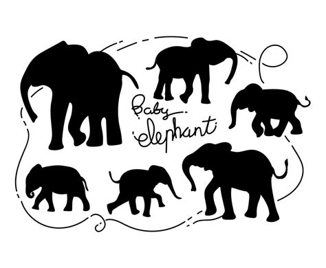 Free Baby Elephant Silhouette Vector Illustration Vector Art & Graphics | freevector.com