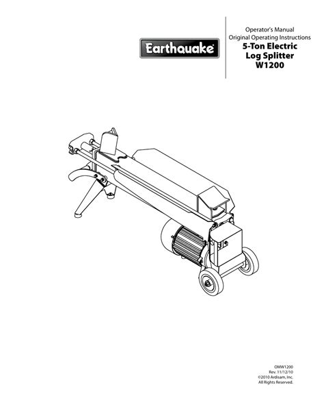 EarthQuake Earthquate 5 Ton Electric Log Splitter W1200 User Manual