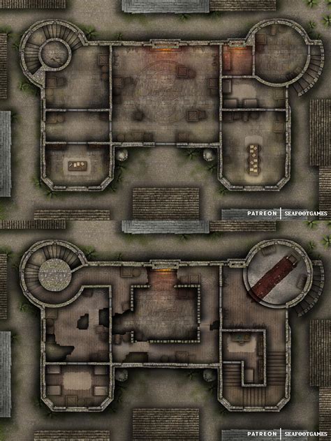 Free Clandestine Mansion Multi Level 20x30 Battlemap Oc Rdnd