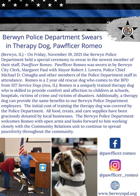 Pawfficer Romeo Berwyn Police Department