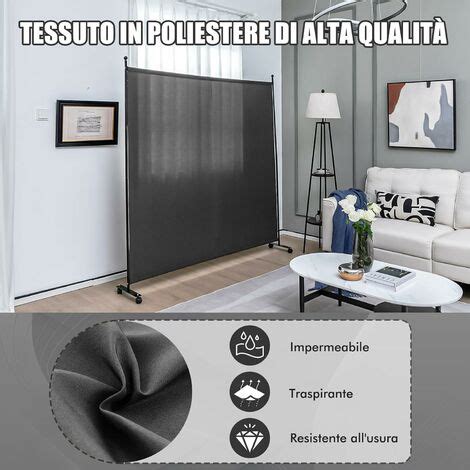 COSTWAY Separé Divisorio Singolo 184 x 184 CM Paravento da Interno ed