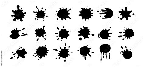 Splash Shape Collection Black Silhouette Round Ink Splatter Set