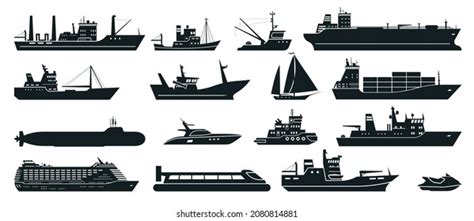 Ilustrasi Stok Ships Silhouette Cargo Ship Shipping Containers