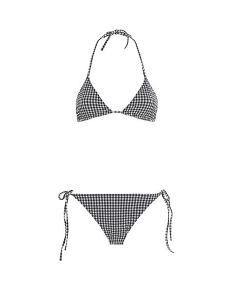 Hunza G Gingham Sabrina Triangle Bikini In White Lyst
