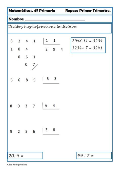 Ejercicios Y Actividades Matemáticas Para Cuarto Grado De Primaria