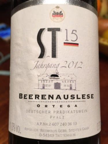 Weinhaus Gebruder Steffen ST15 Beerenauslese Ortega Vivino US