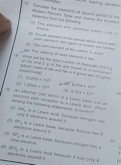 Consider the elements of second period of the Modern Periodic Table and c..