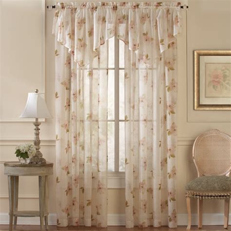 Shop Waterlily Floral Sheer Curtain Panel And Valance Set Free Shipping Today