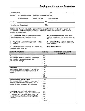 Employment Interview Evaluation Paychex Fill And Sign Printable