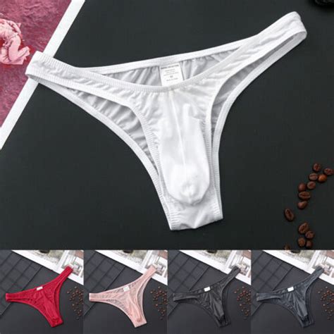 Men Thong String Mens Sexy Underwear Panties Translucent Ice Silk