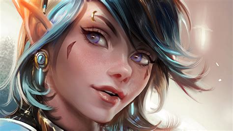 Wallpaper Face Model Fantasy Art Anime Black Hair Mouth Elves