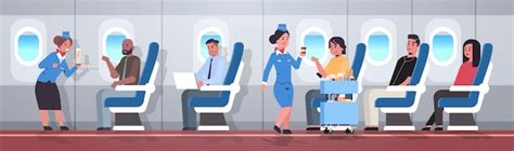 Premium Vector Stewardess Explaining Safety Instructions With Life