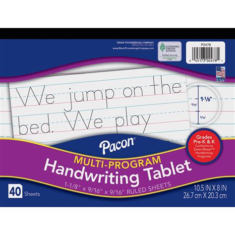 Pacon Handwriting Paper Zaner Bloser Grades Pre K Worksheets Library