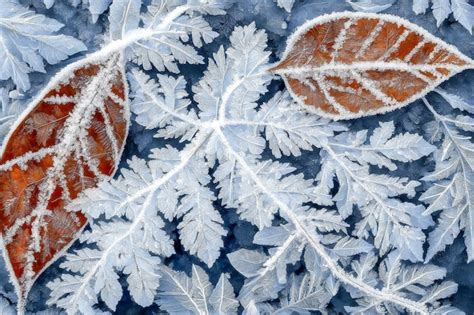 Premium Ai Image Frozen Autumn Foliage Frost On The Leaves