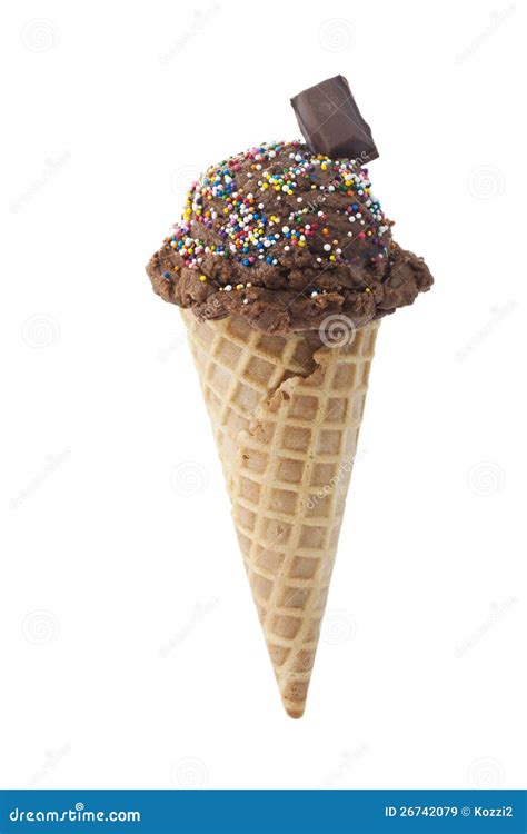 Cone Of Chocolate Ice Cream With Toppings Royalty Free Stock Images - Image: 26742079