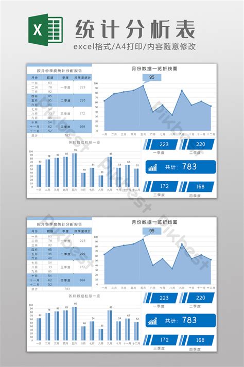 Simple Blue Month Quarterly Statistical Analysis Report Excel Template Excel Xlsx Template