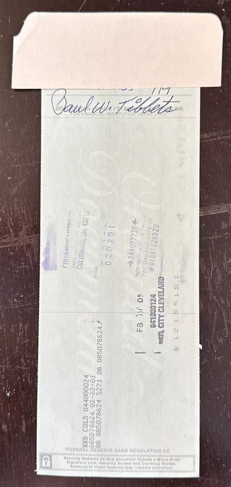 Paul W Tibbets Wwii Enola Gay Pilot Personal Check Bank Authenticated