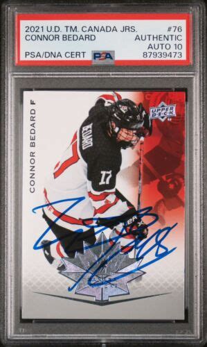 CONNOR BEDARD SIGNED 2021 UPPER DECK TEAM CANADA JUNIORS ROOKIE CARD