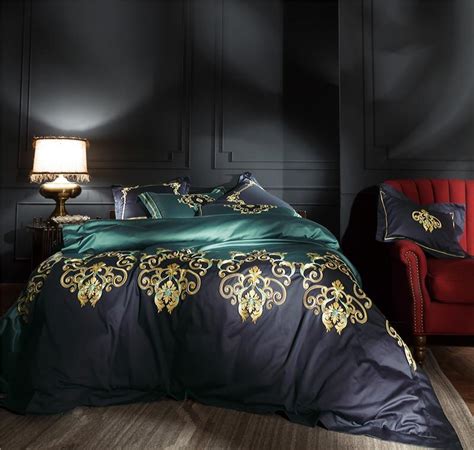 100s Egyptian Cotton Luxury Oriental Embroidery Bedding Set Queen King