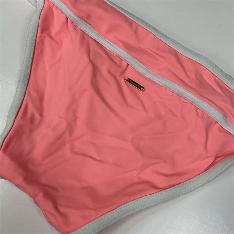 Victorias Secret Size Medium Cheeky Banded Bikini Bottoms Pink White 3491 EBay